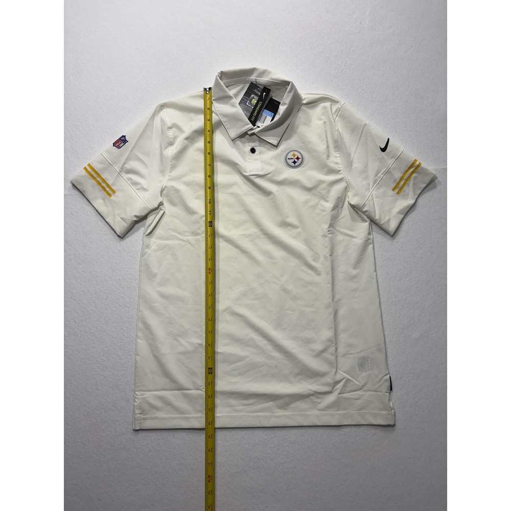 Pittsburgh Steelers Polo Shirt Mens Medium White NFL Football Nike Dri Fit - Picture 8 of 16